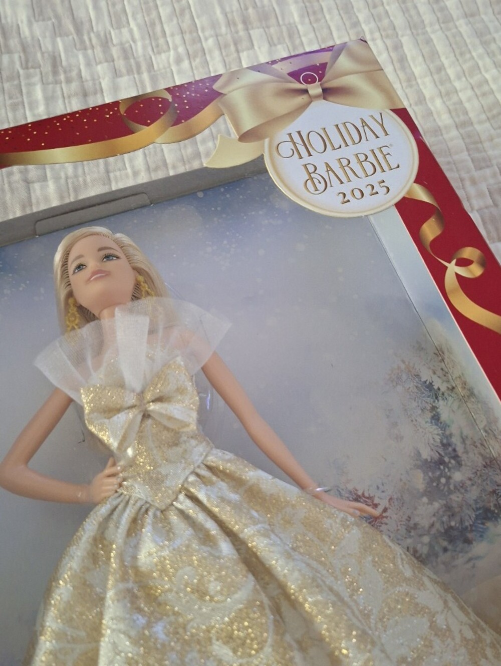 Barbie 2025 Holiday Christmas Barbie Gold - Picture 2 of 7